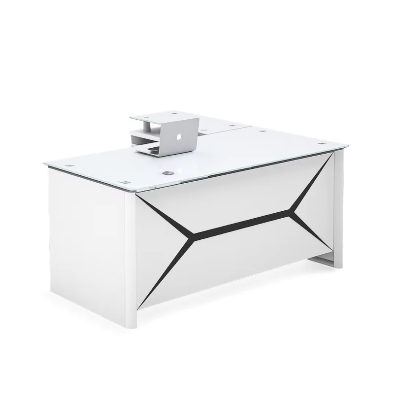 birou-managerial-smart-heater-structura-metalica-si-blat-sticla-securizata-super-white-4081__w800_h800_c Мениджърски бюро Iluma, метална структура и плот от закалено стъкло, размери W1600 × D800 × H750 мм, Бяло - Image 1