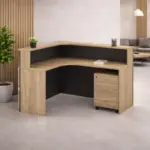 Рецепционно бюро SMART HEATER с подвижно чекмедже W1400D1200H1050 – светъл дъб - Image 4