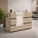 Рецепционно бюро SMART HEATER с подвижно чекмедже W1400D1200H1050 – светъл дъб - Image 3