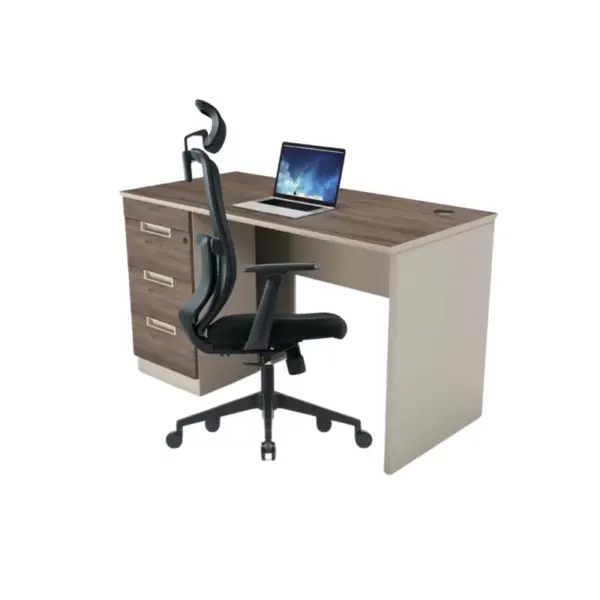 Комплект NovaEdge & ComfortPro – Бюро със страничен шкаф и ергономичен офис стол с фиксирана лумбална опора