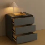 Скрин от MDF и PU кожа – 3 чекмеджета, 55x40x61 см - Тъмносив - Image 3