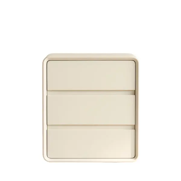 Бял скрин от MDF и PU кожа – с 3 чекмеджета, 55x40x61 см