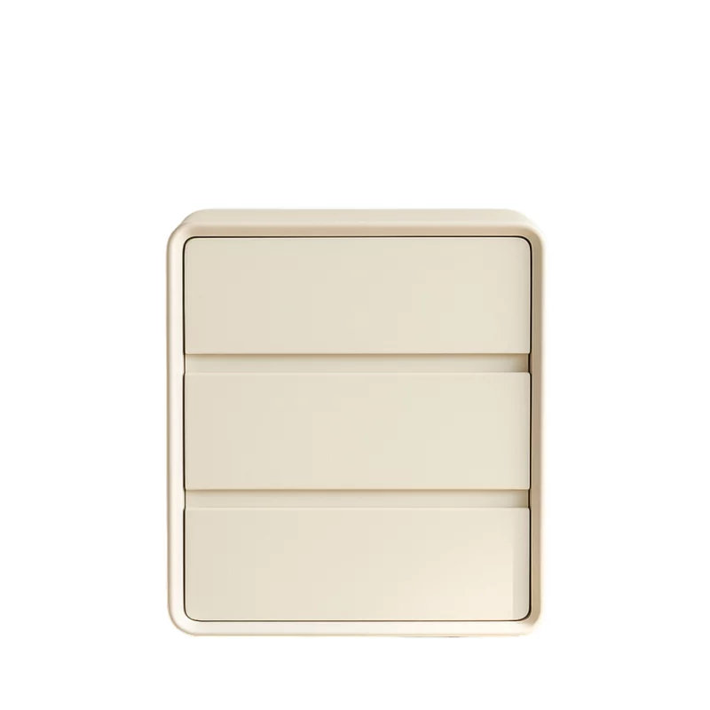 comoda-din-mdf-si-piele-pu-3-sertare-55x40x61-cm-white-2309__w800_h800_c Бял скрин от MDF и PU кожа – с 3 чекмеджета, 55x40x61 см - Image 1