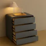 Скрин от MDF и PU кожа – 4 чекмеджета, 55x40x81 см - Тъмносив - Image 3
