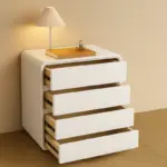 Скрин от MDF и PU кожа – 4 чекмеджета, 55x40x81 см - Бял - Image 3