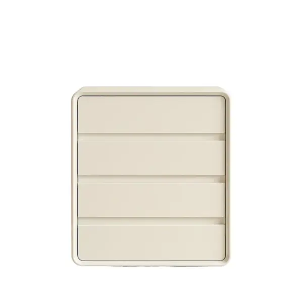 Скрин от MDF и PU кожа – 4 чекмеджета, 55x40x81 см - Бял