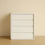 Скрин от MDF и PU кожа – 4 чекмеджета, 55x40x81 см - Бял - Image 2