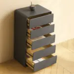 Скрин от MDF и PU кожа – 5 чекмеджета, 55x40x101 см - Тъмносив - Image 3