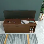 Шкаф за обувки с пейка - Модерен и елегантен дизайн, 100x34x50 см, кафяв цвят, идеален за организация и комфорт - Image 3