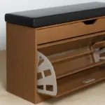 Шкаф за обувки с пейка - Модерен и елегантен дизайн, 100x34x50 см, кафяв цвят, идеален за организация и комфорт - Image 5