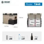 Автомобилен хладилник с компресор SMART COOLER, с Bluetooth и двойна зона за охлаждане, вместимост 45L, Включена Еко такса. - Image 2