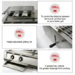 Скара - KDM02+1, 2 горелки + 1 зона за готвене, газ, размери 700 X 400 X 220 mm, неръждаема стомана - Image 3
