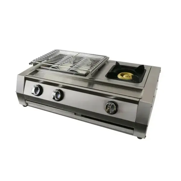 Скара - KDM02+1, 2 горелки + 1 зона за готвене, газ, размери 700 X 400 X 220 mm, неръждаема стомана