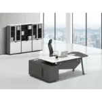Бюро Platinia с страничен шкаф, метални крака - размери 20001400750 мм - Image 2