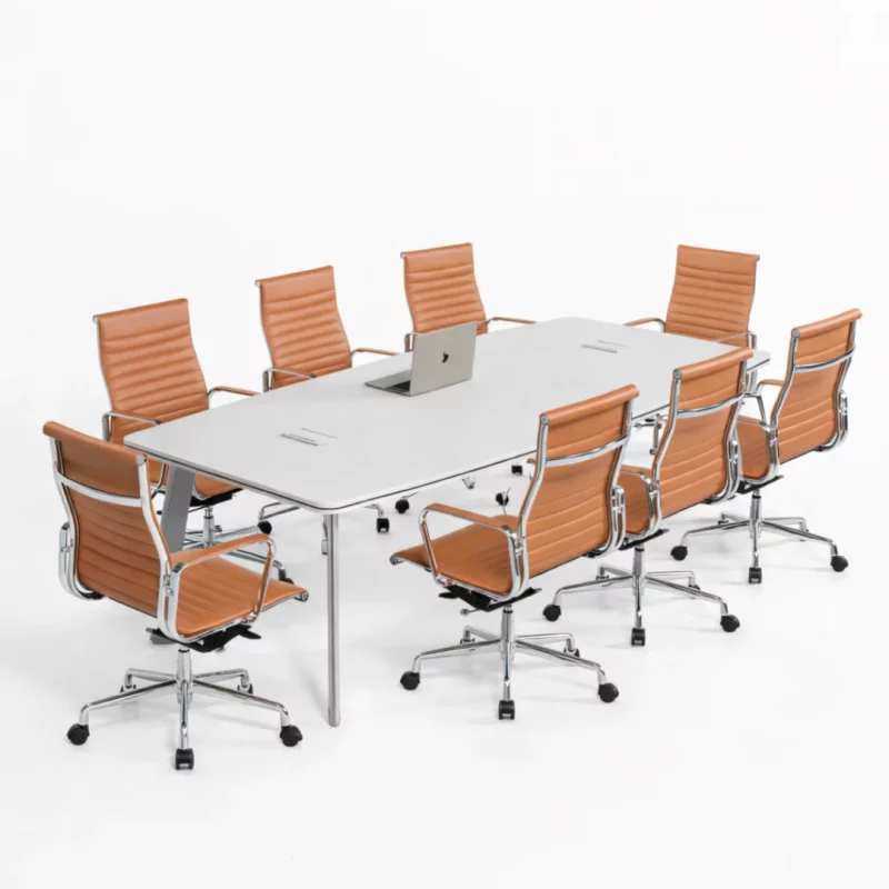 masa-conferinta-picioare-metalicedesign-modern-si-elegant-calitate-premium-si-scaun-ergonomic-cu-spatar-din-plasa-design-premium-eleganta-si-confort-6987__w800_h800_c Комплект Elite & Prestige – Конферентна маса с метални крака и регулируем ергономичен офис стол от кафява еко кожа - Image 1