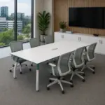 Конференционна маса Visionary с меламинов плот и метални крака - Размери: W2200D1100H750 мм - Image 4