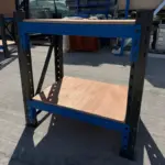 Индустриална работна маса с шперплат L1000 x D600 x H1000 – 1000 кг/ниво СИВО И СИНЬО - Image 3