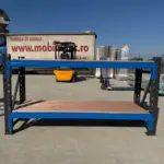 Индустриална работна маса с шперплат L2000 x D600 x H1000 - 1000 кг/ниво СИВО И СИНЬО - Image 6