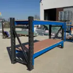 Индустриална работна маса с шперплат L2000 x D600 x H1000 - 1000 кг/ниво СИВО И СИНЬО - Image 5