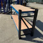 Индустриална работна маса с шперплат L2000 x D600 x H1000 - 1000 кг/ниво СИВО И СИНЬО - Image 3