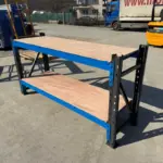 Индустриална работна маса с шперплат L2000 x D600 x H1000 - 1000 кг/ниво СИВО И СИНЬО - Image 2
