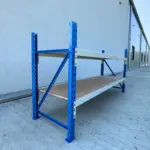 Индустриална работна маса с шперплат L2000 x D600 x H1000 - 200 кг/ниво СИНЬО & БЯЛО - Image 2