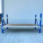 Индустриална работна маса с шперплат L2000 x D600 x H1000 - 200 кг/ниво СИНЬО & БЯЛО - Image 3
