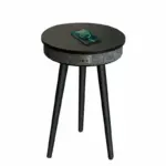 Интелигентна маса с Bluetooth 5.0, аудио система 20W и безжично зареждане – черна, модерен дизайн от MDF и дъбово дърво