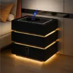 Интелигентно нощно шкафче с умни функции и елегантен дизайн – LED осветление, 3 чекмеджета, безжично зареждане 15W, кодово заключване – ЧЕРНО - Image 4