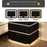 Интелигентно нощно шкафче с умни функции и елегантен дизайн – LED осветление, 3 чекмеджета, безжично зареждане 15W, кодово заключване – ЧЕРНО - Image 5