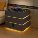 Интелигентно нощно шкафче с умни функции и елегантен дизайн – LED осветление, 3 чекмеджета, безжично зареждане 15W, кодов ключ – ТЪМНО СИВО - Image 4