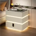 Интелигентно нощно шкафче с умни функции и елегантен дизайн – LED осветление, 3 чекмеджета, безжично зареждане 15W, кодово заключване – БЯЛО - Image 2