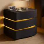 Интелигентно нощно шкафче с LED осветление и 3 чекмеджета - ЧЕРНО - Image 2