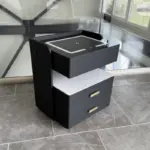 Интелигентно нощно шкафче с безжично зареждане 15W, LED осветление с 3 цвята, вграден сейф и нощна лампа със сензор - Image 5