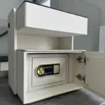 Интелигентно нощно шкафче с безжично зареждане 15W, LED осветление с 3 цвята, вграден сейф и нощна лампа със сензор – бял цвят - Image 5