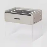 Интелигентно нощно шкафче с безжично зареждане, LED осветление, 1 чекмедже за съхранение – бяло, модерен дизайн от стъкло и дърво - Image 2