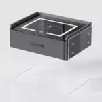 Интелигентно нощно шкафче с безжично зареждане, LED осветление, 1 чекмедже за съхранение – антрацит сиво, модерен дизайн от стъкло и дърво