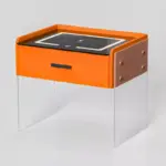 Интелигентно нощно шкафче с безжично зареждане, LED осветление, 1 чекмедже за съхранение – оранжево, модерен дизайн от стъкло и дърво - Image 2