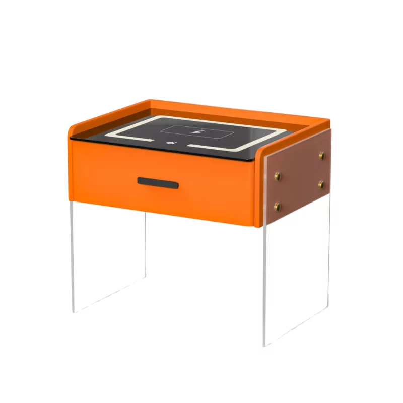 noptiera-inteligenta-cu-incarcare-wireless-iluminare-led-1-sertar-de-depozitare-portocalie-design-modern-din-sticla-si-lemn-767__w800_h800_c Интелигентно нощно шкафче с безжично зареждане, LED осветление, 1 чекмедже за съхранение – оранжево, модерен дизайн от стъкло и дърво - Image 1