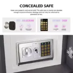 Интелигентно нощно шкафче с безжично зареждане, LED осветление, 1 чекмедже за съхранение и сейф – бяло, модерен дизайн от стъкло и дърво - Image 3