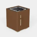 Интелигентно нощно шкафче с безжично зареждане, LED осветление, 1 чекмедже за съхранение и сейф – кафяво, модерен дизайн от стъкло и дърво - Image 2