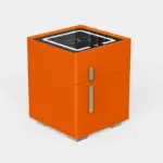 Интелигентно нощно шкафче с безжично зареждане, LED осветление, 1 чекмедже за съхранение и сейф – оранжево, модерен дизайн от стъкло и дърво - Image 2