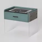 Интелигентно нощно шкафче с безжично зареждане, LED осветление, 1 чекмедже за съхранение – зелено, модерен дизайн от стъкло и дърво - Image 2