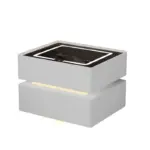 Интелигентно нощно шкафче с безжично зареждане, LED осветление, 2 чекмеджета за съхранение – бял цвят, модерен дизайн от стъкло и дъ