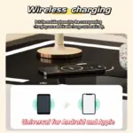 Интелигентно нощно шкафче с безжично зареждане, LED осветление, 2 чекмеджета за съхранение – антрацитносив цвят, модерен дизайн от стъкло и дърво - Image 6