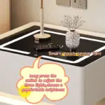 Интелигентно нощно шкафче с безжично зареждане, LED осветление, 2 чекмеджета за съхранение, сензор за нощна светлина и кодирана ключалка – оранжево, модерен дизайн от стъкло и дърво - Image 6