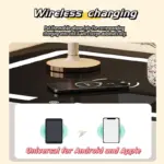 Интелигентно нощно шкафче с безжично зареждане, LED осветление, 2 чекмеджета за съхранение – зелено, модерен дизайн от стъкло и дърво - Image 5
