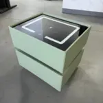 Интелигентно нощно шкафче с безжично зареждане, LED осветление, 2 чекмеджета за съхранение – зелено, модерен дизайн от стъкло и дърво - Image 7