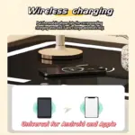 Интелигентно нощно шкафче с безжично зареждане, LED осветление, 2 чекмеджета за съхранение – зелено, модерен дизайн от стъкло и дърво – ПРЕОПАКОВАН ПРОДУКТ! - Image 4