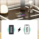 Интелигентно нощно шкафче с безжично зареждане, LED осветление, 3 чекмеджета за съхранение – бял цвят, модерен дизайн от стъкло и дърво - Image 4